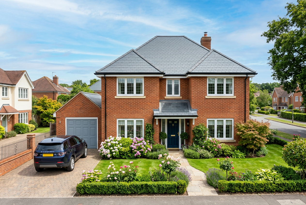 Modern UK family home with an immaculate roof