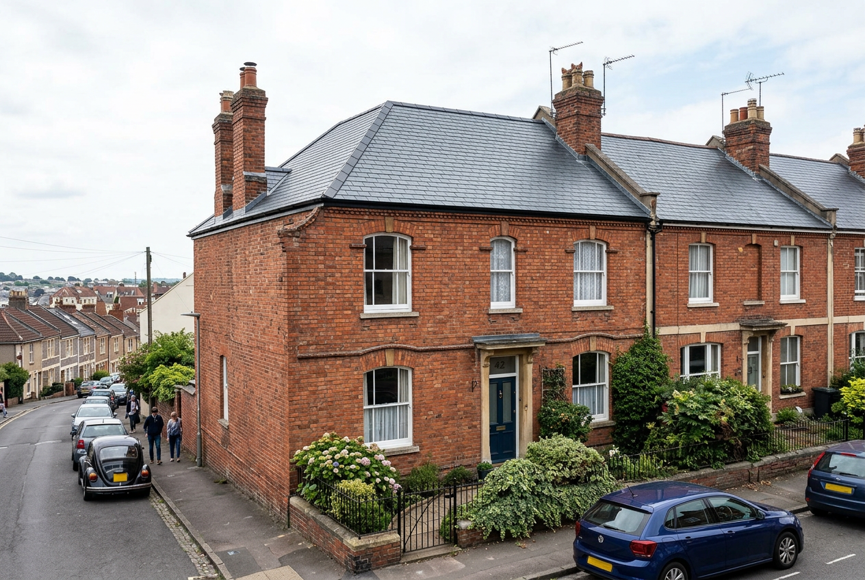 Natural slate roof on a Victorian terraced house